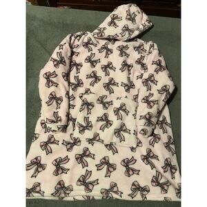 Grumpy & Gorgeous Hooded Blanket Womens S/M Pink Bow Print Plush Cozy Pullover